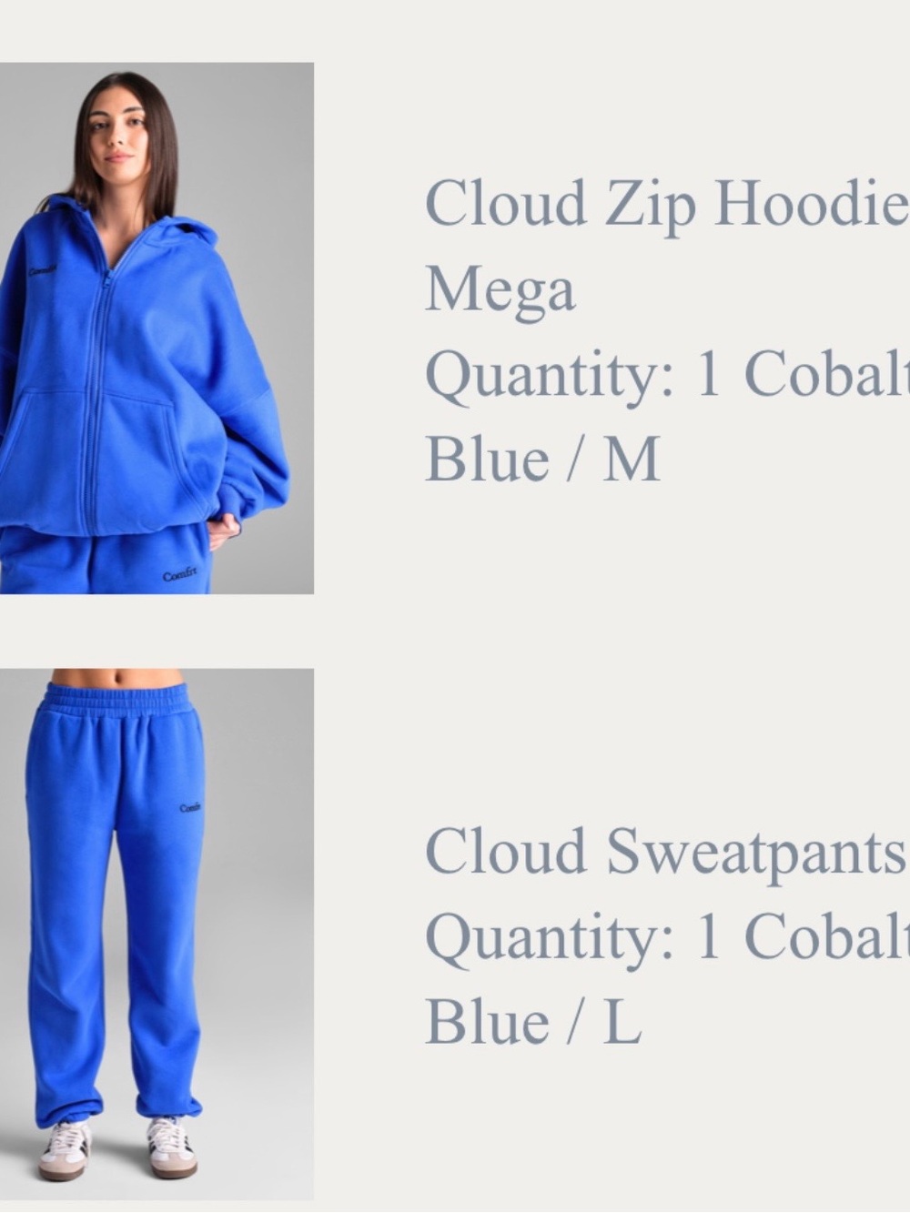 Comfrt Cloud Zip Hoodie & Sweatpants Set - Cobalt Blue